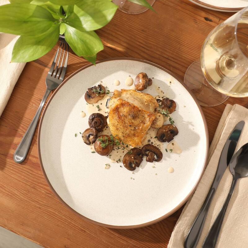 Gibson Elite Abbey Circle 12 Piece (Service for 4) Reactive Matte Glaze Dishes Stoneware Ceramic Dinnerware Set