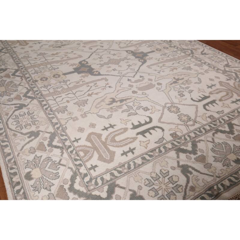 Earth Tone Oushak Area Rug Handmade Wool Carpet - 9'0"x 12'0"