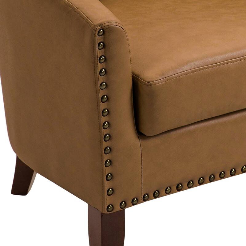 Faux Leather Barrel Accent Chair