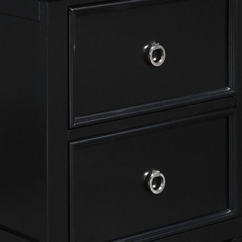 Black 2 Drawer 24 in. W Nightstand with Tapered Legs