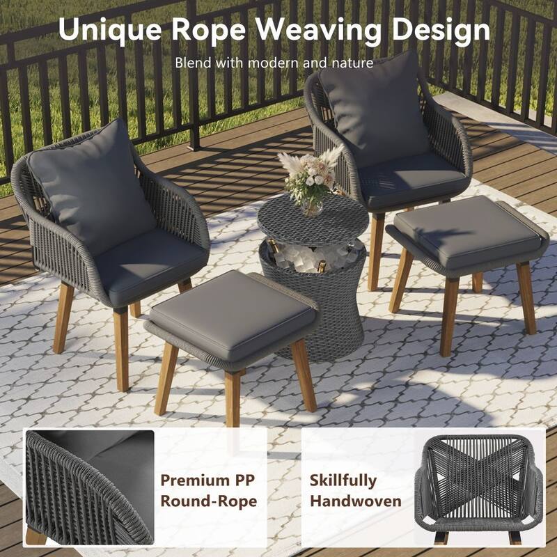 5 Pieces Patio Furniture Chair Sets, Patio Conversation Set