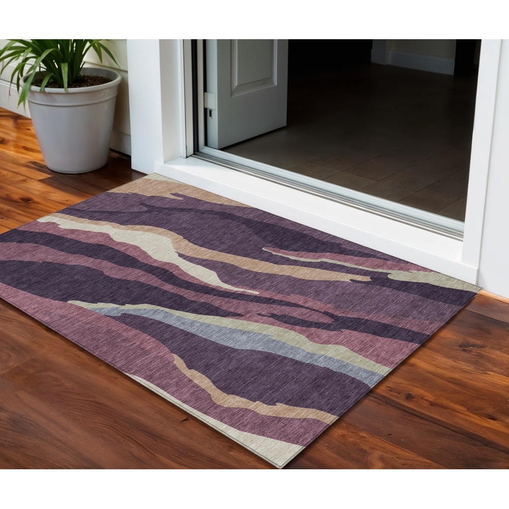 HomeRoots Abstract Transitional Rectangle Outdoor Rug
