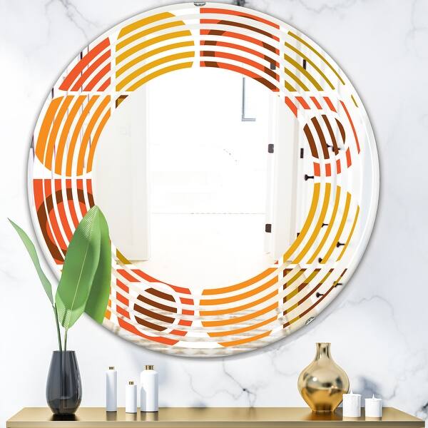 Designart 'Abstract Retro Geometric Pattern VI' Printed Modern Round or ...