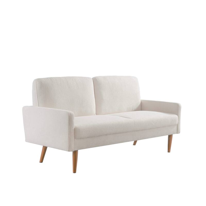 Ivory Velvet 3 Seater Sofa, European Style with Sleek Design for Home or Office