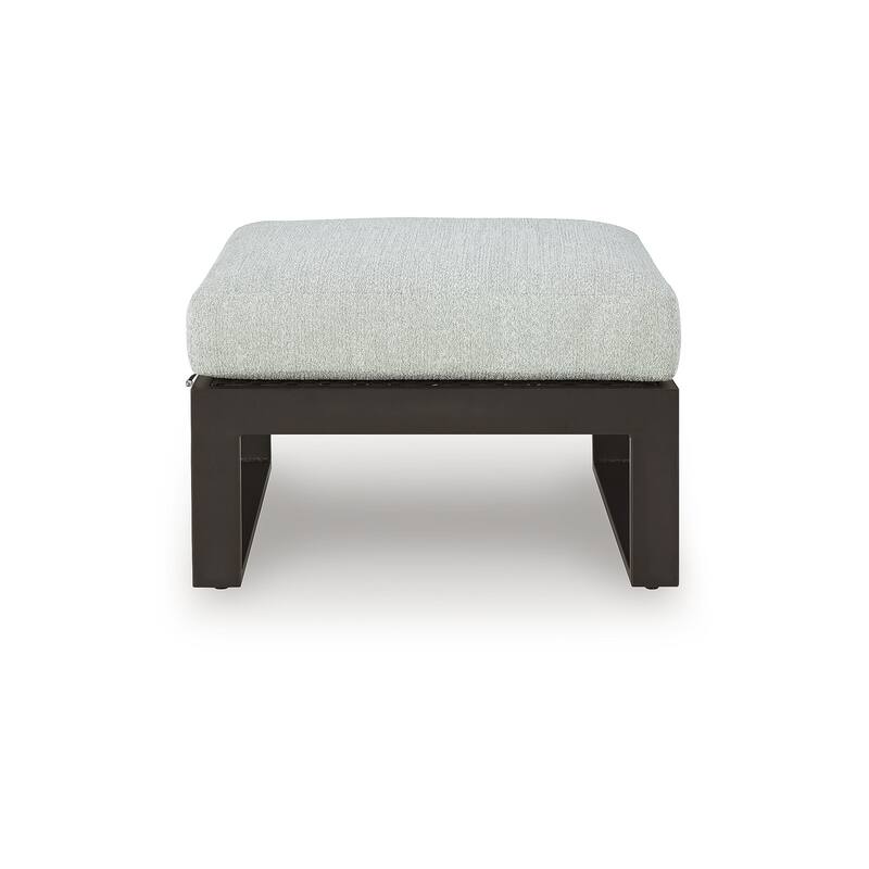 Signature Design by Ashley Beachloft Black/Gray Outdoor Ottoman with Cushion - 28"W x 28"D x 19"H