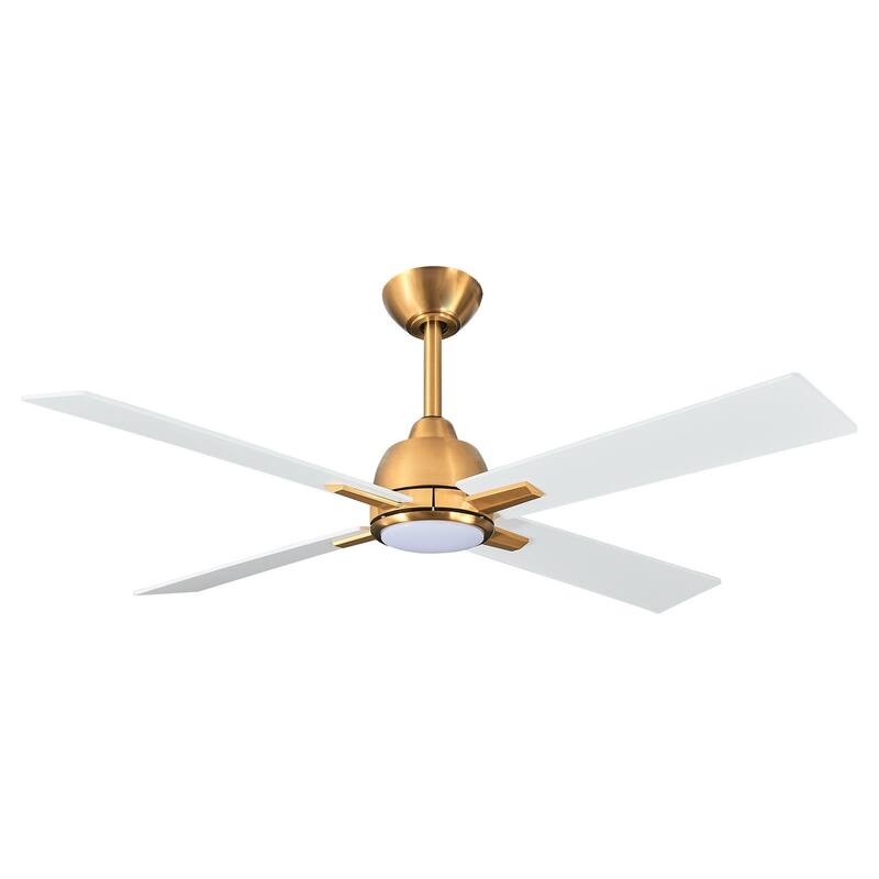 48" 4-Blade Modern White and Gold Ceiling Fan with Light