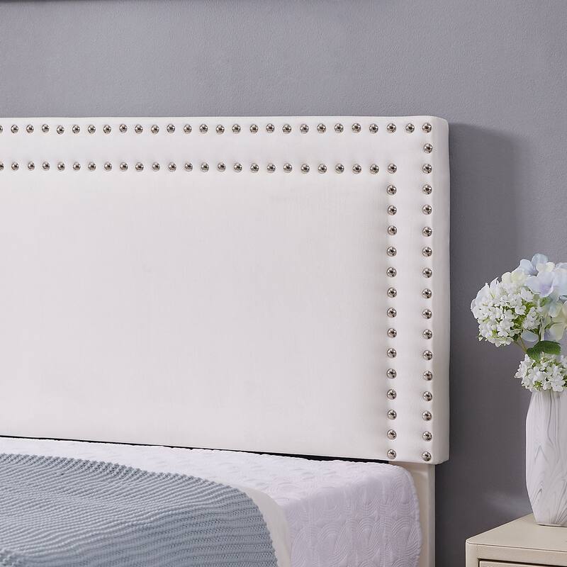 VECELO Twin Size Kids Beds Set of 2 Adjustable Headboard Soft Upholstered Headboard with Rivet Detail 8" Underbed Storage