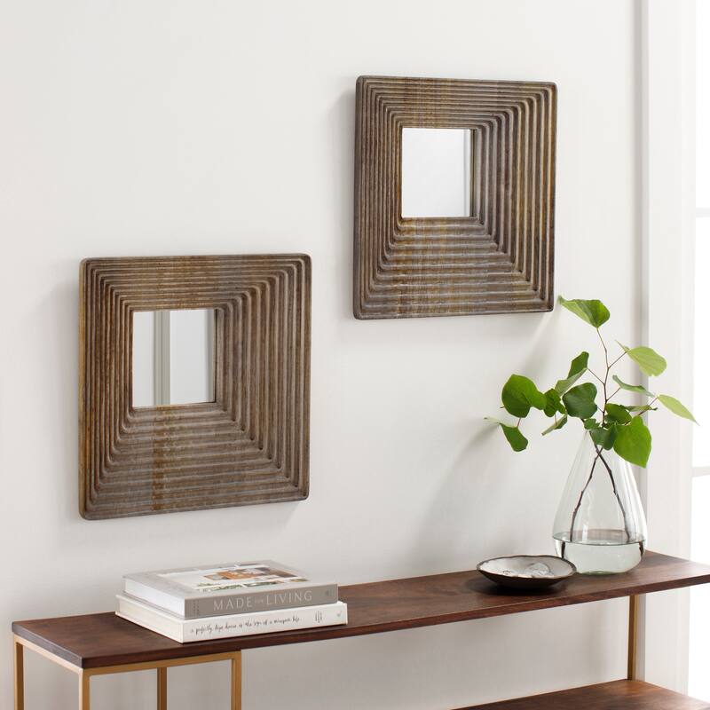 Meena Modern Dimensional Solid Wood Mirrors (Set of 2) On Sale Bed Bath & Beyond 32040738