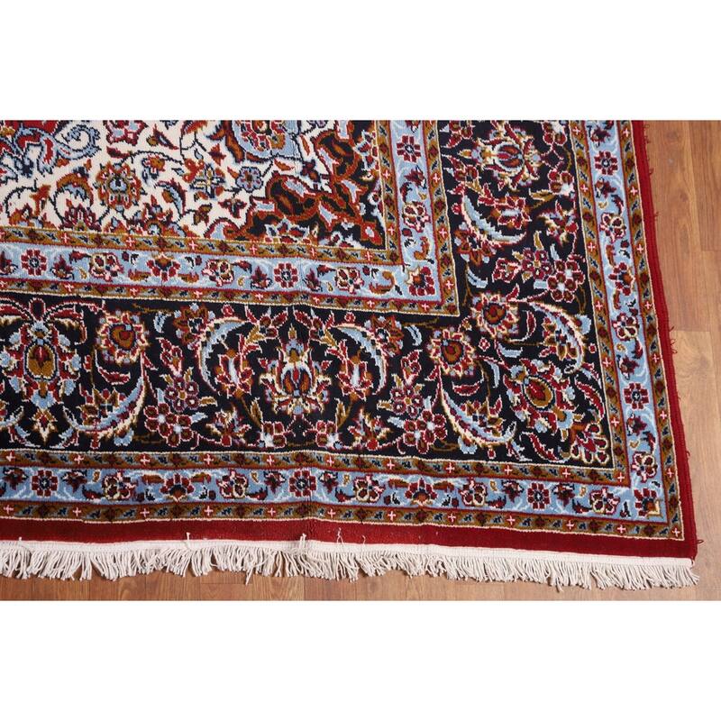Red Floral Kashan Turkish Area Rug Home Decor Machine-Made Carpet - 9'9" x 13'4"