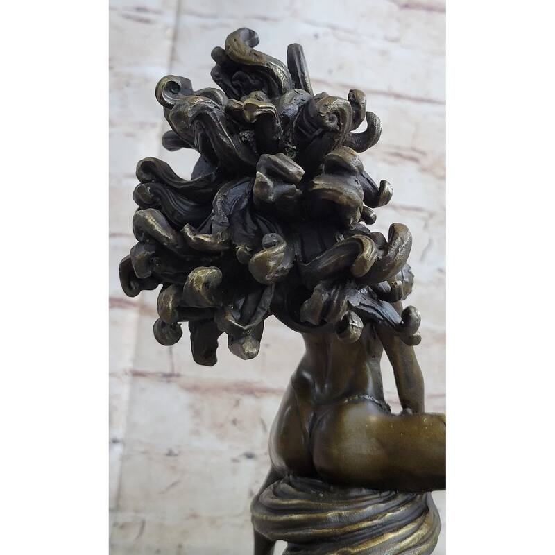 Handmade Sexy Medusa Bronze Sculpture Marble Statue By Aldo Vitaleh Figurine Figure