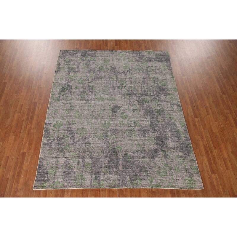 Modern Indian Abstract Rug Handmade Wool Carpet - 8'0"x 9'9"
