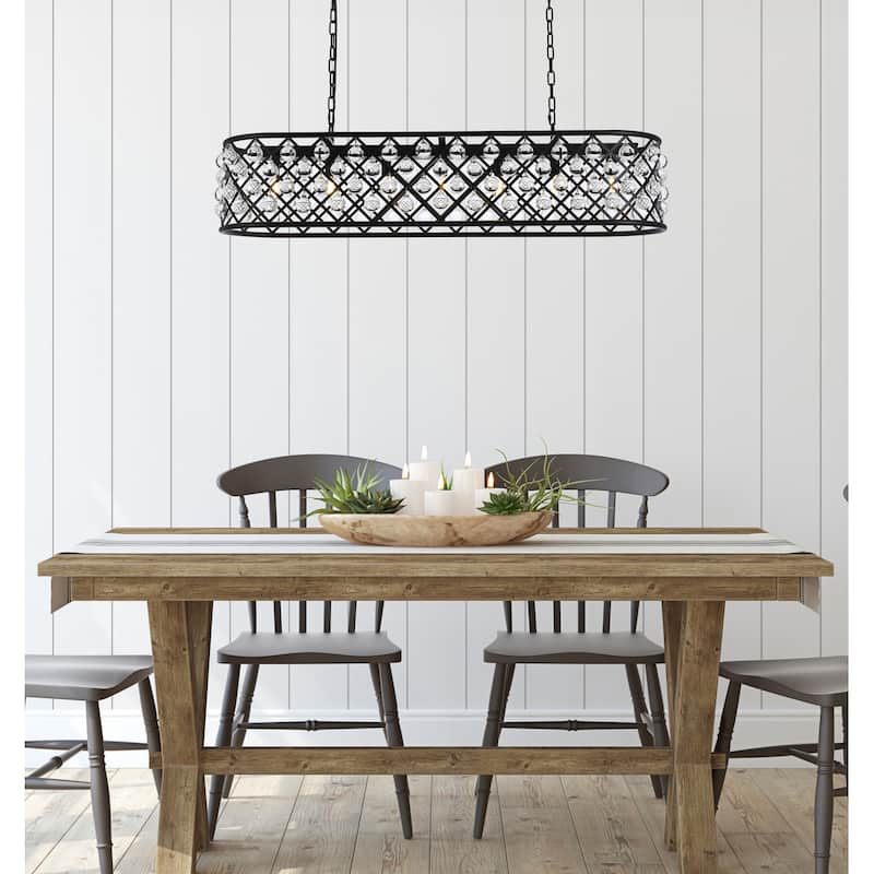 Royce Edge 7-Light Matte Black Chandelier - matte black (royal cut clear crystals)