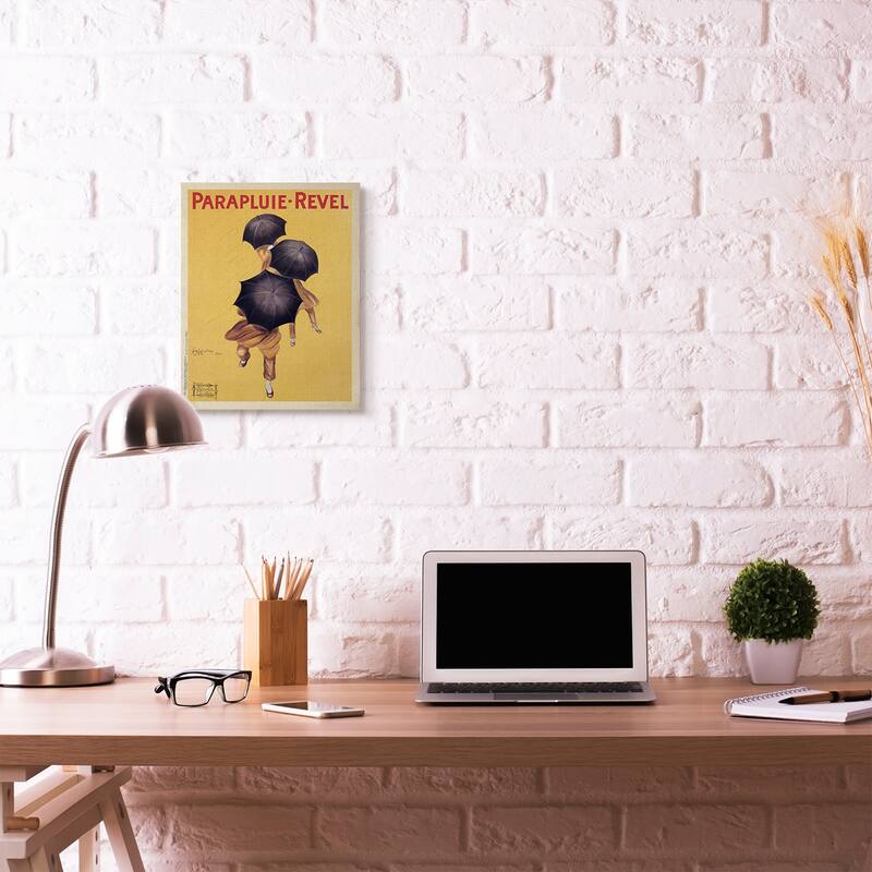 Stupell Parapluie-Revel Vintage Poster Yellow Design Canvas Wall Art