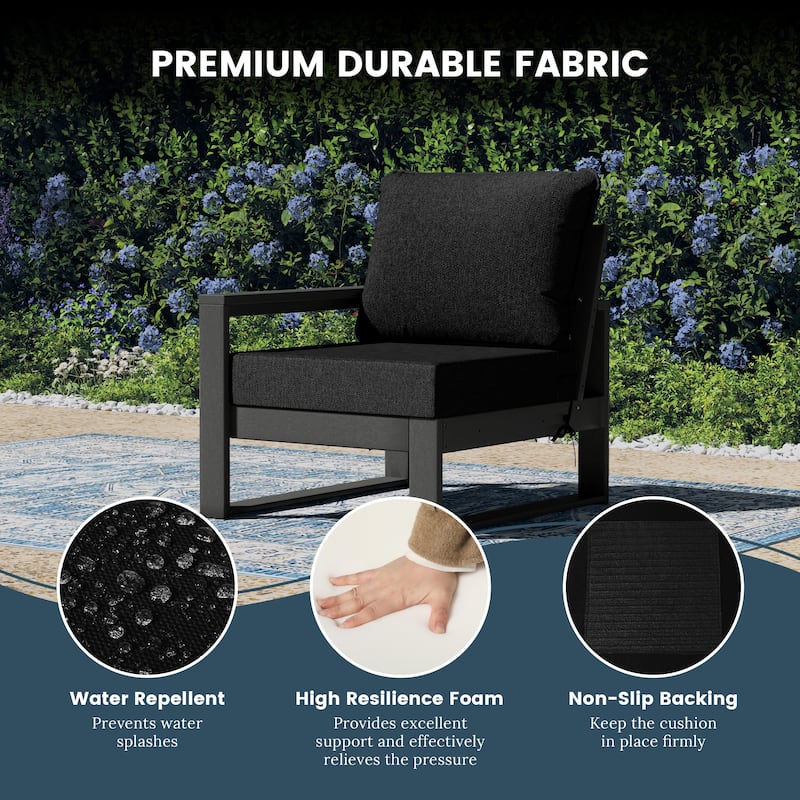 Polytrends Endless Patio Deep Seating Left Arm Chair with Gray Frame