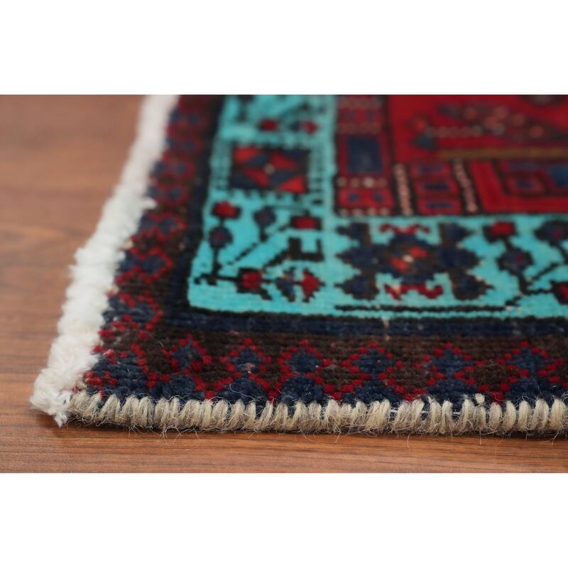 Hand Knotted Oriental 100% Wool Carpet Traditional Tribal Red Ardebil Runner Rug - 14' 3'' X 2' 11''