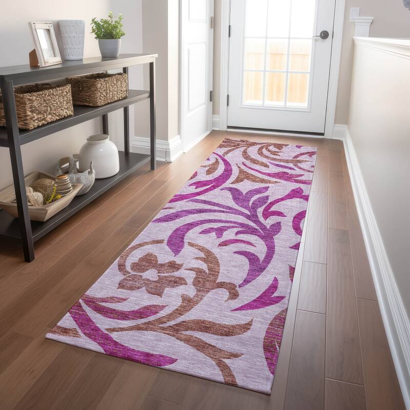 Premium Washable Super Soft Contempory Scroll Mayfield Rug - Lavender - 2' 3" x 7' 6" - Runner