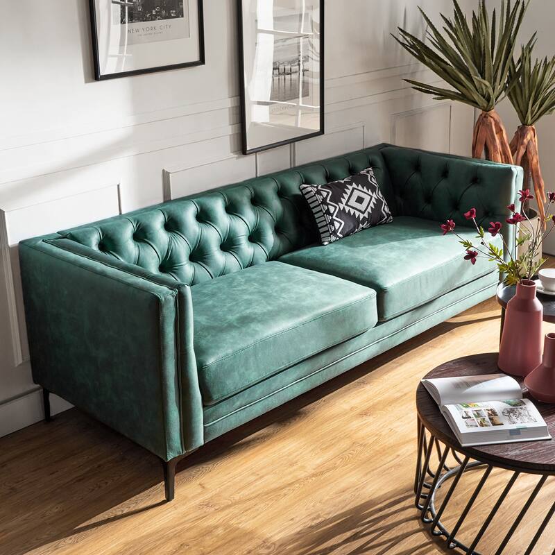 Calymne 84" Classic Square Arms Sofa with Button-Tufted Back by HULALA HOME