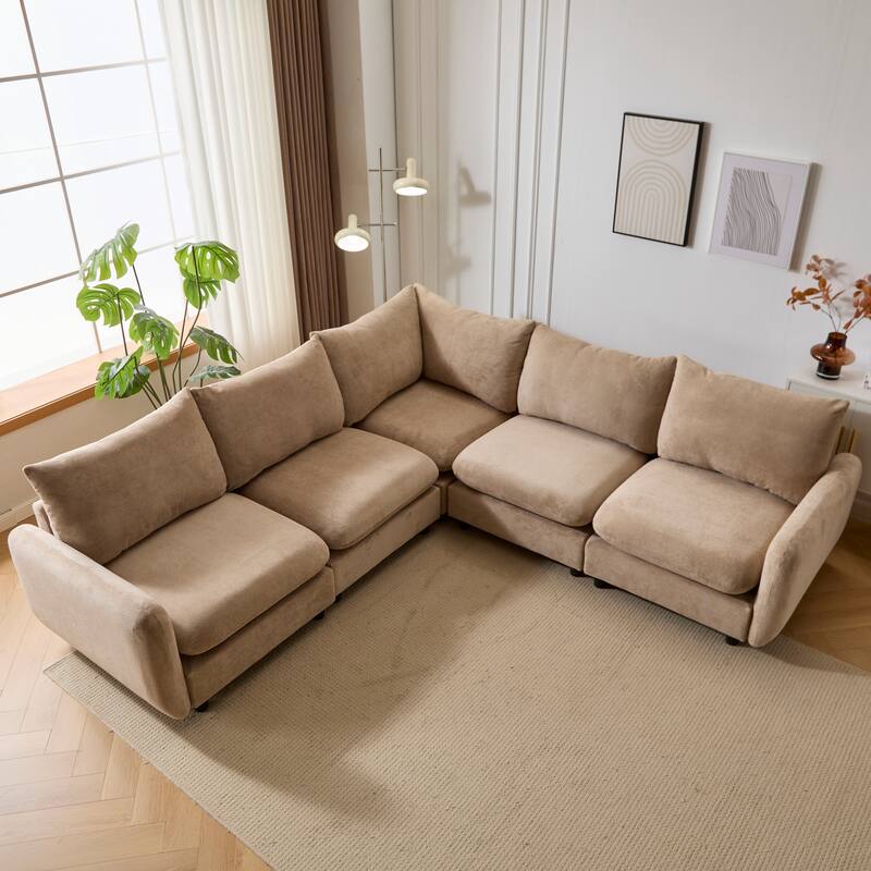 Christopher Knight Home - Evelyn Modern Modular Upholstery L-Shaped Sectional Sofa