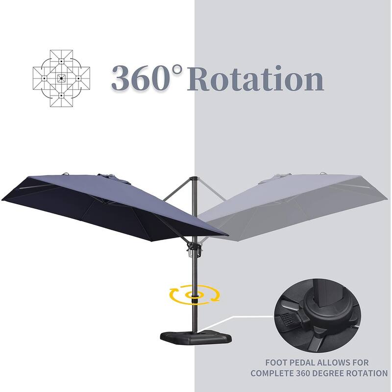 PURPLE LEAF 8 ft Square 360 Degree Rotation Patio Cantilever Umbrella