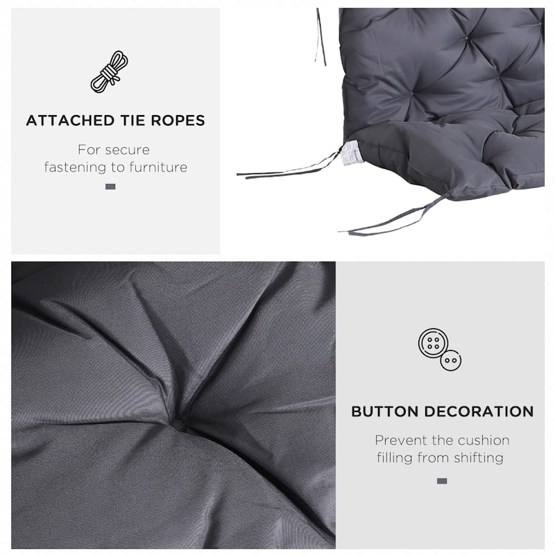 Outsunny 3 Seater Outdoor Seat Pads Bench Swing Chair Replacement Cushions Backrest for Patio Garden