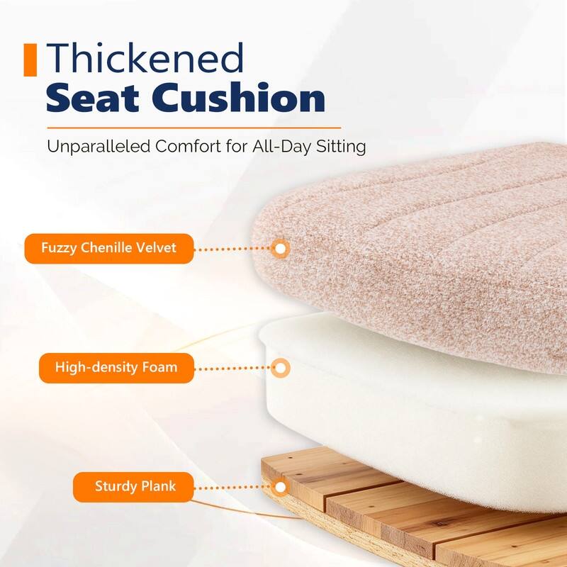 Chenille Swivel Chair With Adjustable Flip-Up Arms For Cross-Legged