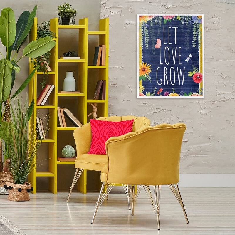 Stupell Let Love Grow Floral Border Framed Giclee Art Design By Nicole DeCamp