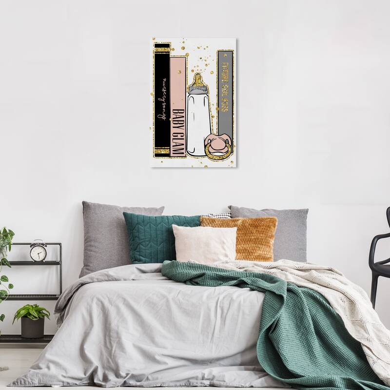 Wynwood Studio Canvas Fashion and Glam Baby Glam Books Black and Light Pink Glam Wall Art Canvas Print - 36 x 24