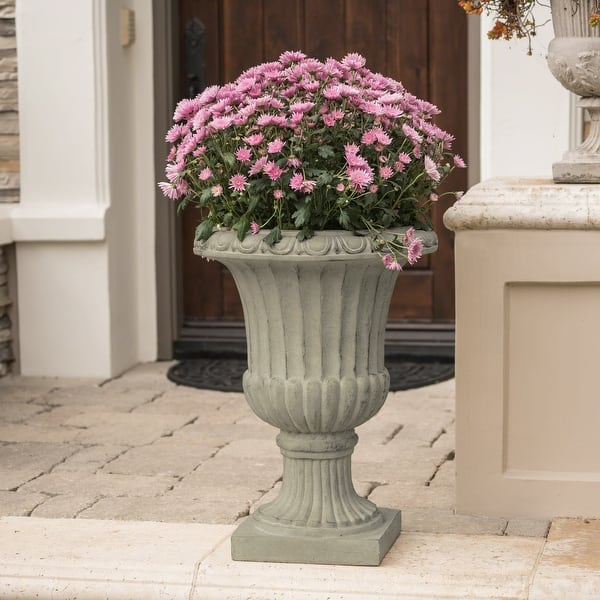 slide 2 of 6, Antique Green Italian 26-inch Urn Planter by Christopher Knight Home Green