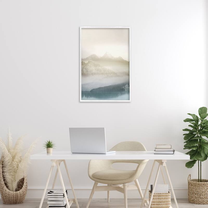 Stupell Vanilla Mountain Peaks View Framed Giclee Art Design By Gemma Bardot