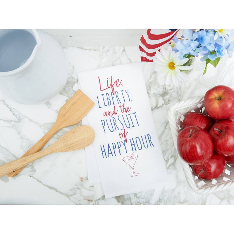 Life, Liberty & The Pursuit of Happy Hour Flour Sack Cotton Kitchen Towel