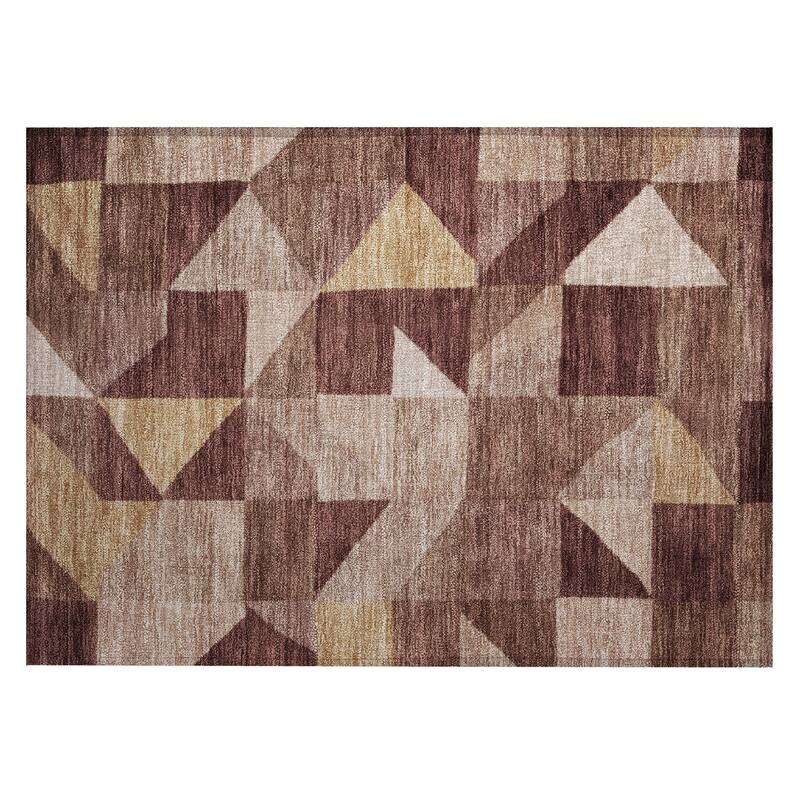 Machine Washable Indoor/ Outdoor Geo Rubi Chantille Rug