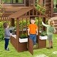 preview thumbnail 3 of 7, Natural White Fir Wood Kids Playhouse with Flowerpot Holders and Large Windows - 47.5" L x 38.5" W x 54" H
