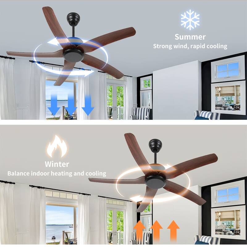 52" Ceiling Fan NO light, 5 Reversible ABS Blades, with 6 Speeds Reversible DC Motor,Low Profile Ceiling Fan with no light