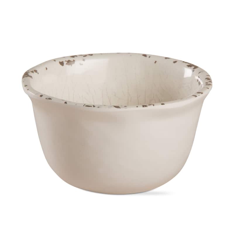 5.5"x5.5" Veranda Cracked Glazed Solid Wavy Edge Melamine Serveware Dinnerware Bowl Dishwasher Safe Indoor Outdoor Ivory