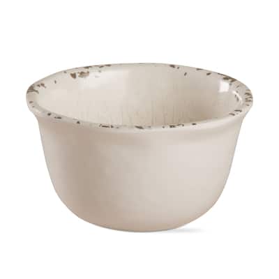5.5"x5.5" Veranda Cracked Glazed Solid Wavy Edge Melamine Serveware Dinnerware Bowl Dishwasher Safe Indoor Outdoor Ivory
