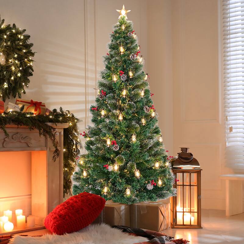 Gymax 5/6/7 FT Christmas Tree Artificial Xmas Tree w/ 8 Lighting Modes - See Details