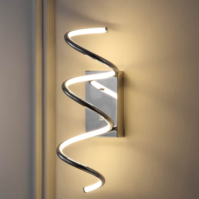 Draper Modern Metal Integrated LED Vanity Light Sconce, by JONATHAN Y - Chrome