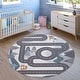 preview thumbnail 3 of 3, Kids Rug Mountain Road with Bears & Trees - Non Slip Playmat in Blue 6'7" Round