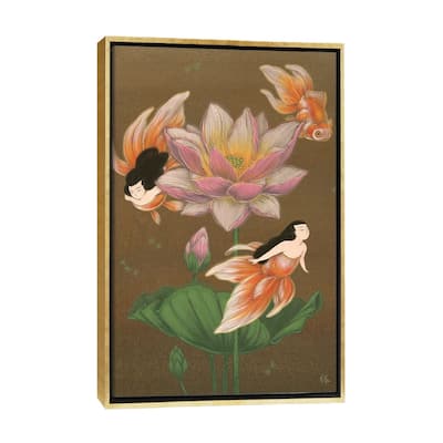 iCanvas "Goldfish Mermaids - Summer Lotus" by Martin Hsu Framed