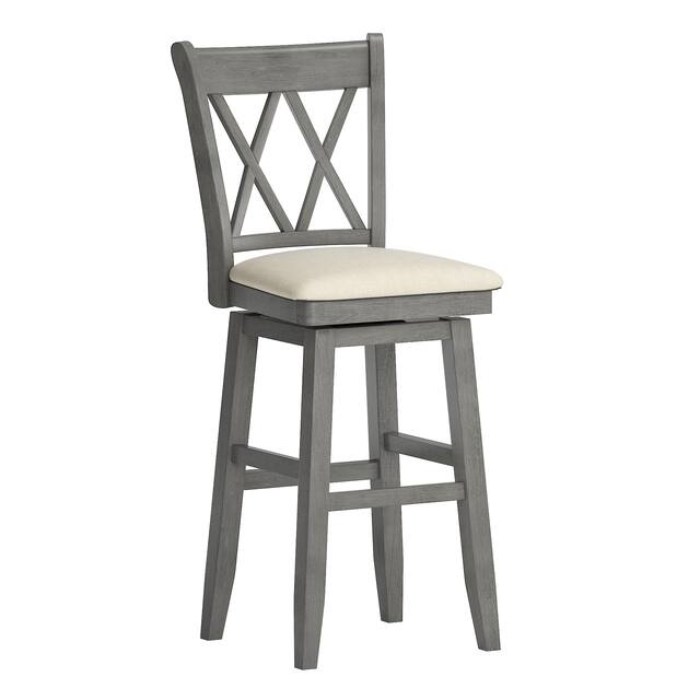 Eleanor Double X Back Wood Swivel Bar Stool by iNSPIRE Q Classic - Antique Grey - Bar height