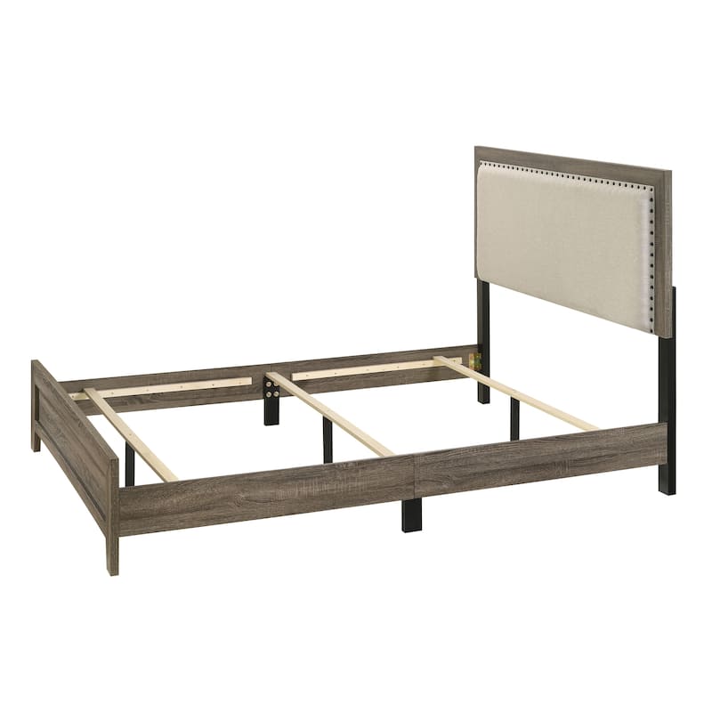 Linette Grey Fabric Upholstered Panel Bed
