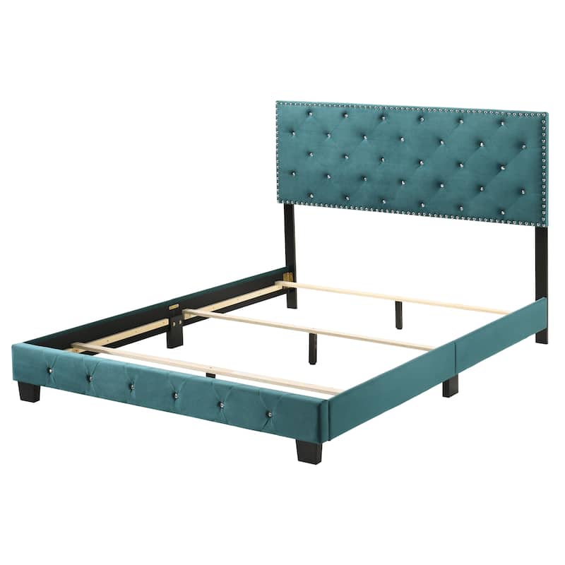 Full Size Velvet Platform Bed with Easy Assembly and Timeless Design