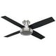 preview thumbnail 9 of 28, Hunter Fan Dempsey Collection 52-inch Low Profile Brushed Nickel Ceiling Fan with 4 Black/Chocolate Oak Reversible Blades Remote - Silver