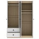 preview thumbnail 5 of 10, Wooden Bedroom Wardrobe with Hanging Rods & Drawers, 4-Door Armoire Closet Storage Cabinet for Home Organization, White+Natural