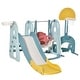 preview thumbnail 3 of 7, Qaba 5 in 1 Indoor & Outdoor Kids Playset w/ Swing, Slide, Basketball Hoops, Soccer Goal & Ring Toss