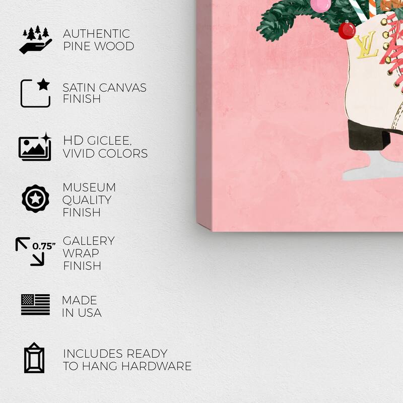 Wynwood Studio Canvas Holiday and Seasonal Sweet Ice Skater Pink Modern & Contemporary Wall Art Canvas Print