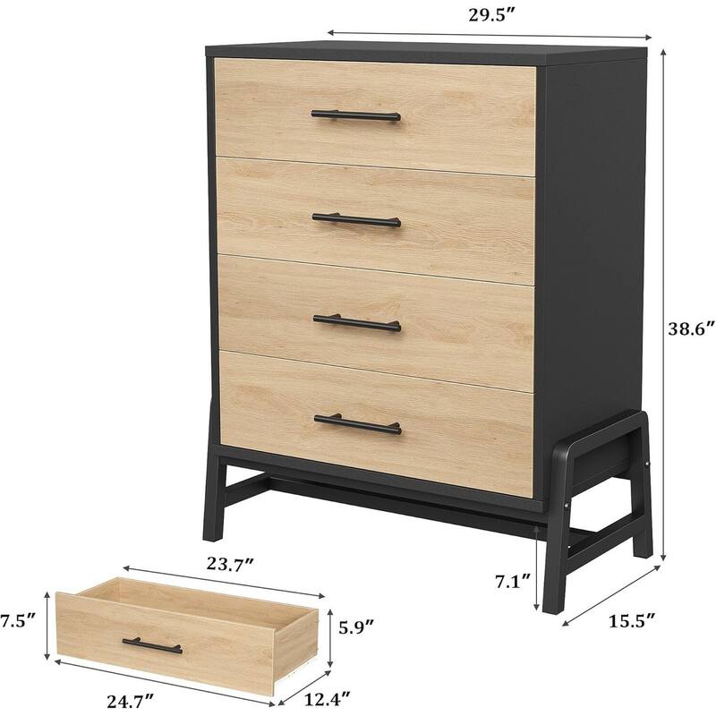 38.6" Tall Dresser, with Storage Freestanding, 4 Dresser