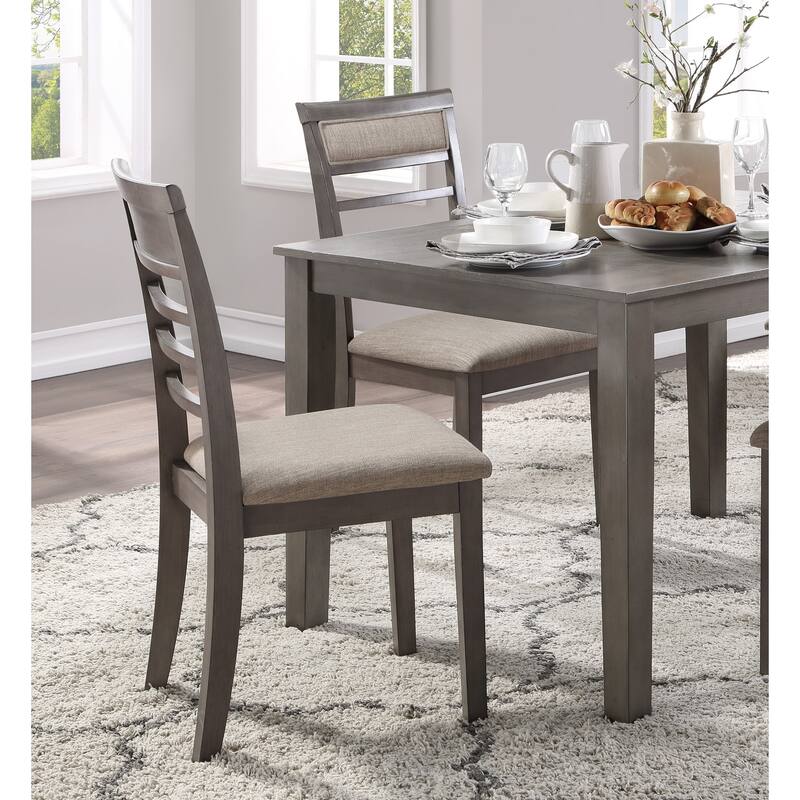 5pc Dining Set Table and 4 Side Chairs Set Fabric Upholstery Wooden Furniture Kitchen Dining Set