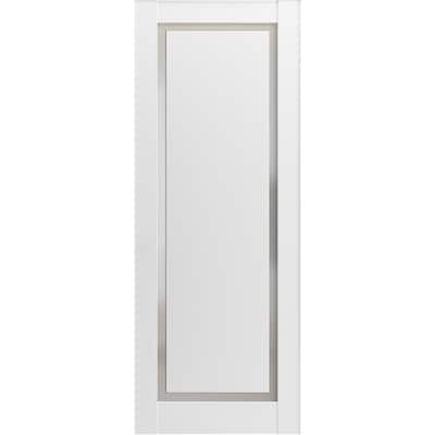 Slab Barn Door Panel | Planum 0888 Painted White with Frosted Glass