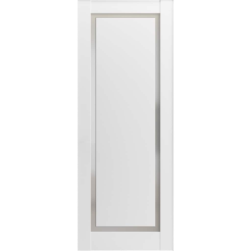 Slab Barn Door Panel | Planum 0888 Painted White with Frosted Glass
